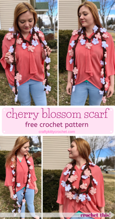 Cherry Blossom Scarf Crochet Pattern ~ Crafty Kitty Crochet