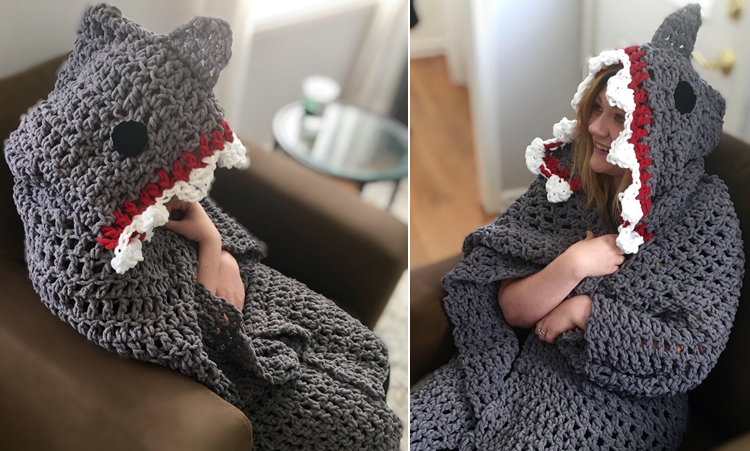 Shark Hooded Blanket - Crochet Pattern ~ Crafty Kitty Crochet