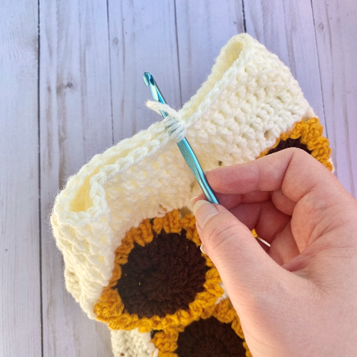 Cross Stitch Sunflower Beanie - Free Crochet Pattern - The Purple Poncho