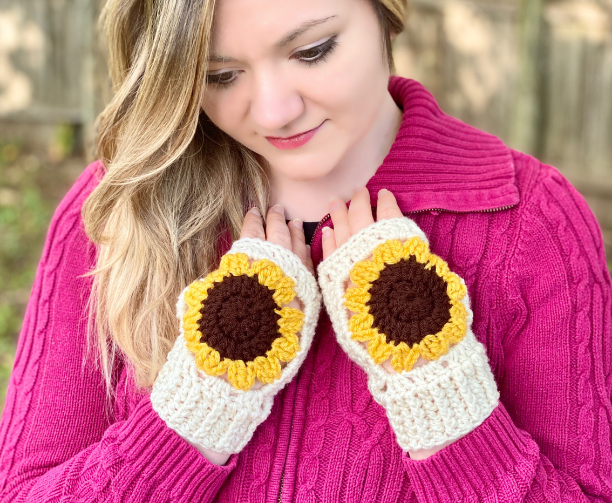Hand Crocheted Sunflower Pin, Hat Accessory