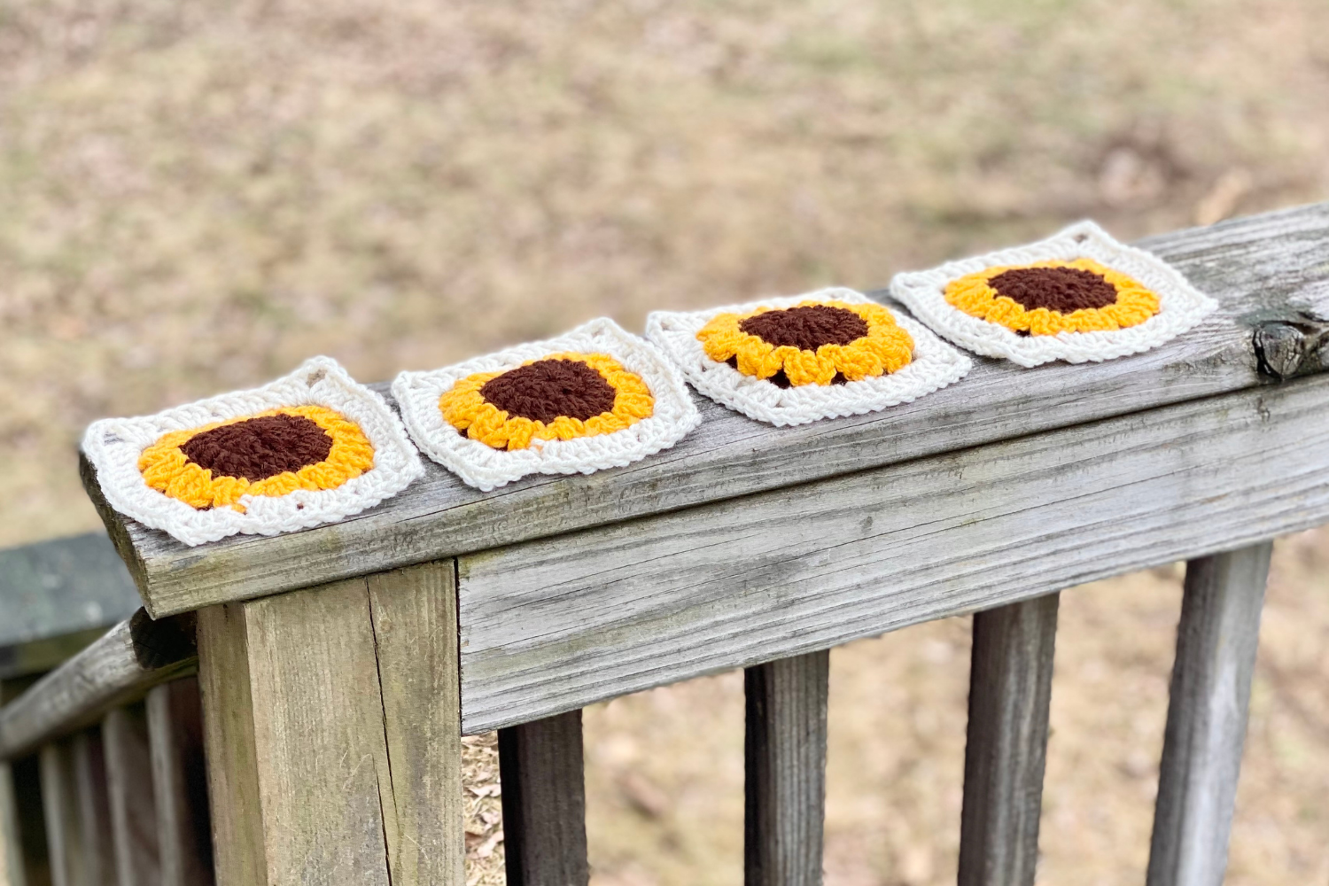 Sunflower Granny Square Coaster - Crochet Pattern ~ Crafty Kitty Crochet