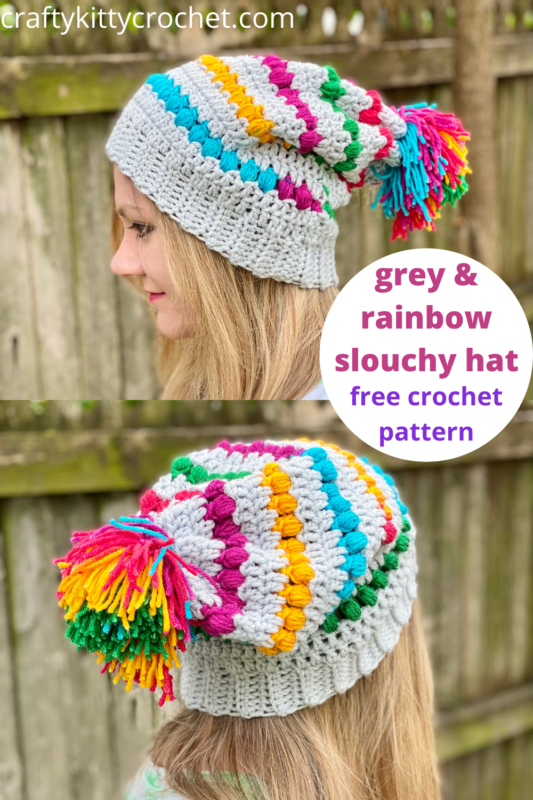 FREE Written Crochet Pattern: Chunky Rainbow Pom Scarf